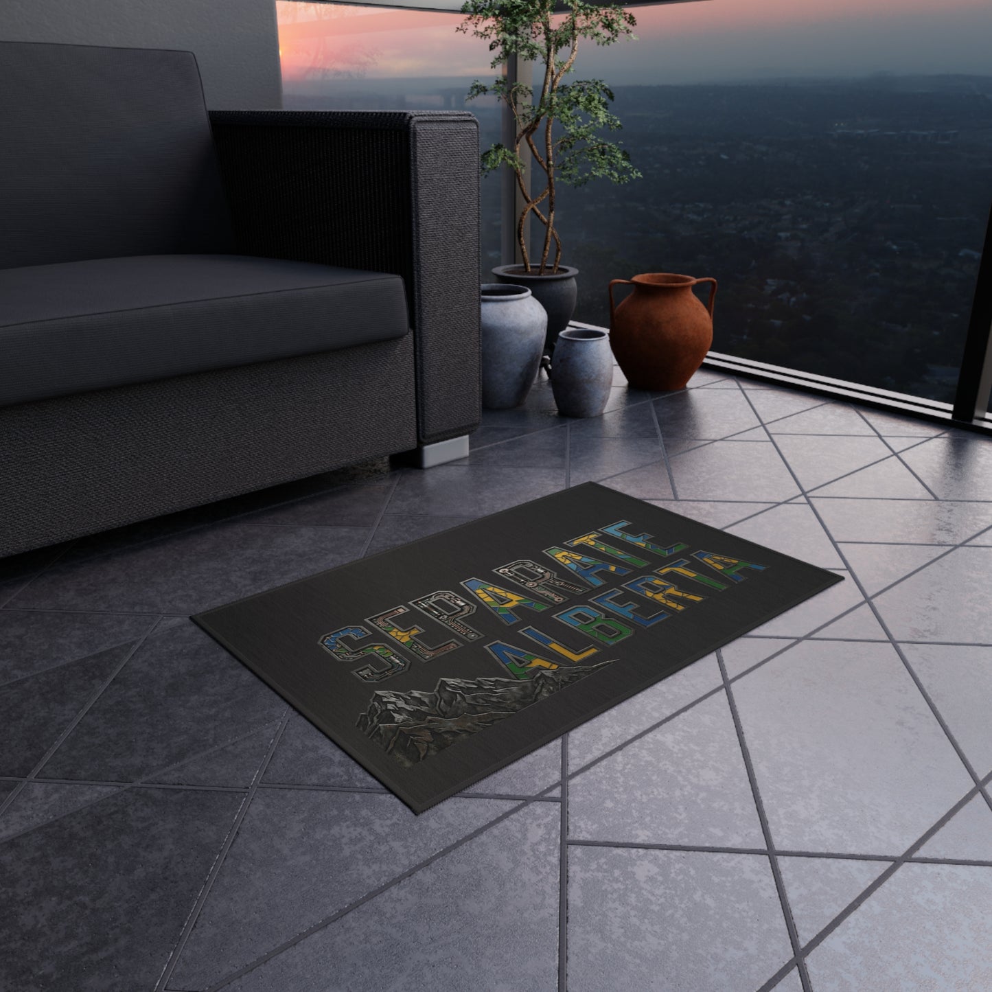 "Separate Alberta" Outdoor Rug, ToughNeck outdoor patio rug
