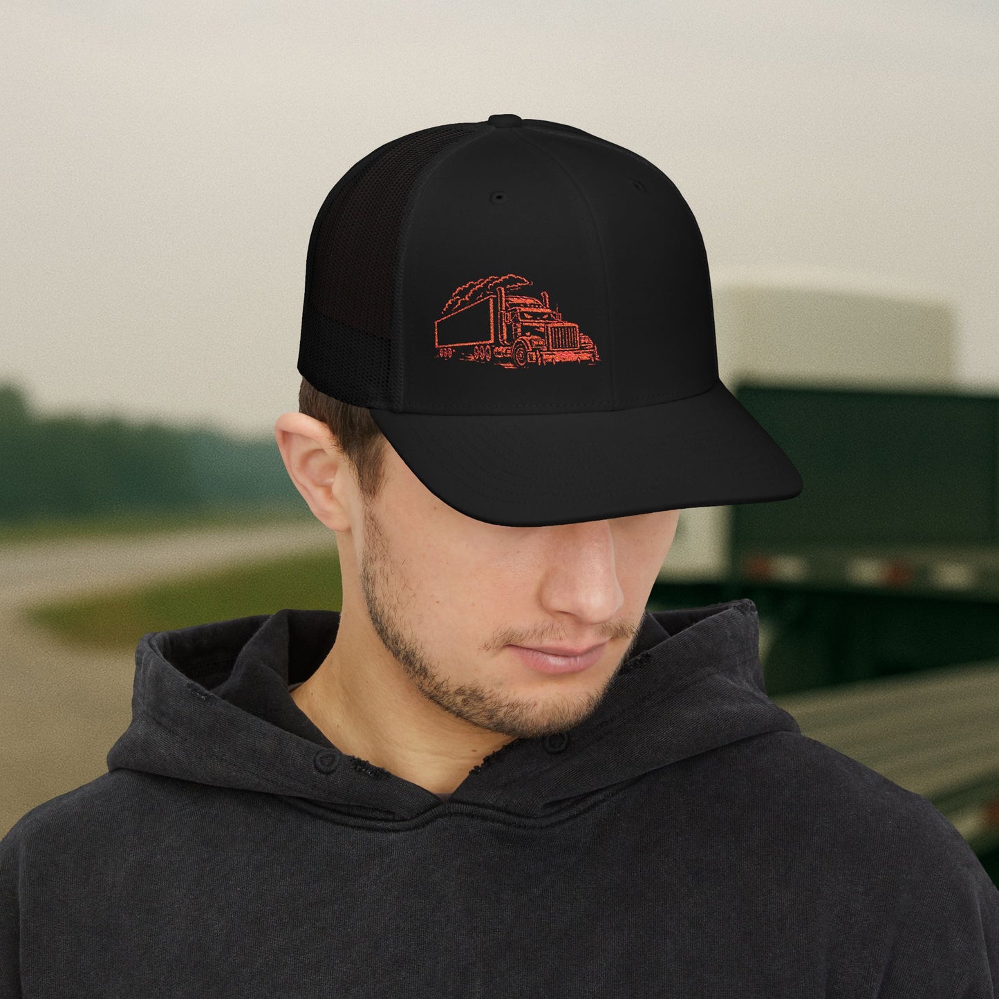 Truck Driver Embroidered Hat, Trucker Semi Cap