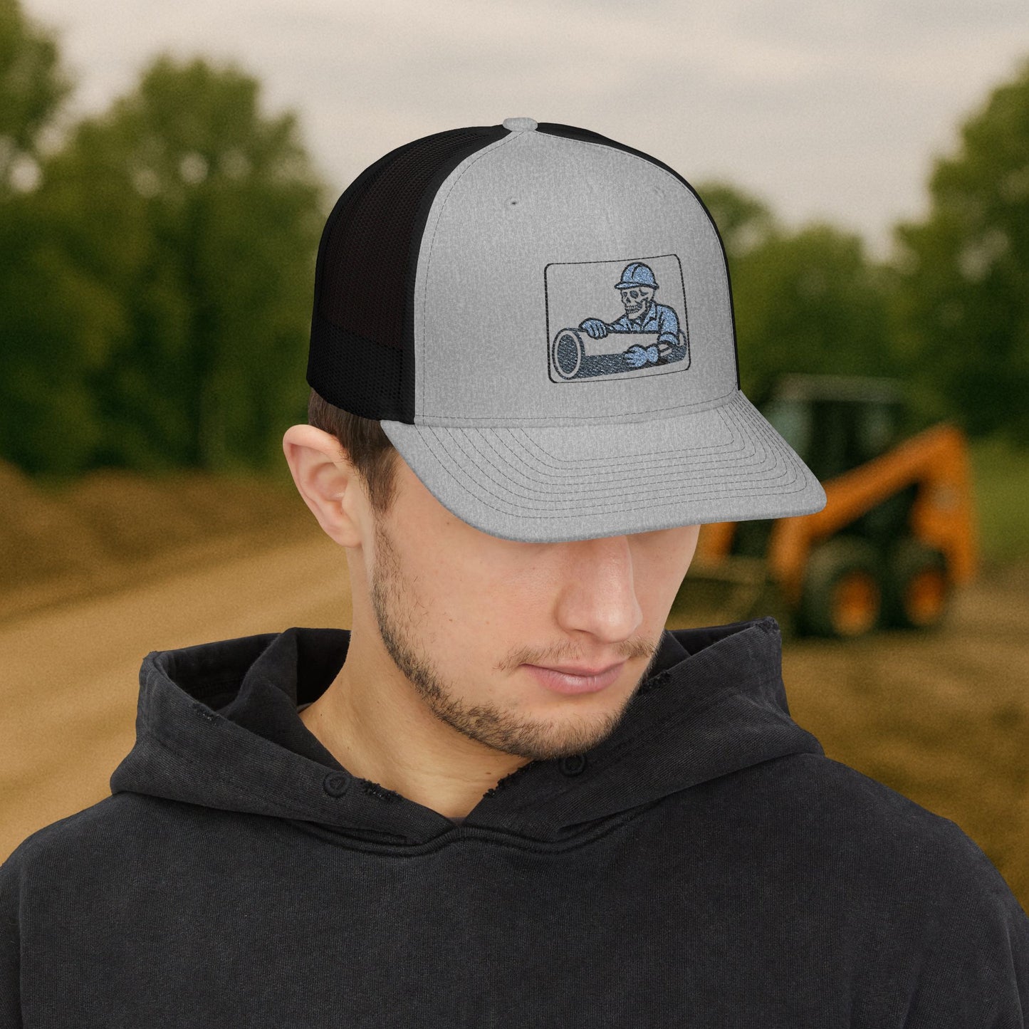 Pipeliner Embroidered Skeleton Pipe hat, Pipe liner cap