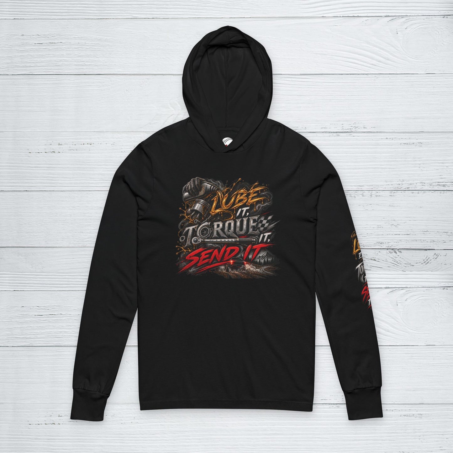 Lube It Torque It Send It Sweater, Automotive Shop Motivational Hoodie