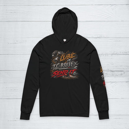 Lube It Torque It Send It Sweater, Automotive Shop Motivational Hoodie