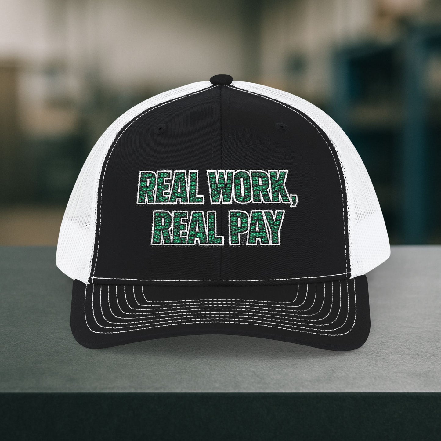'Real work real pay' Hat, Embroidered Trades Cap