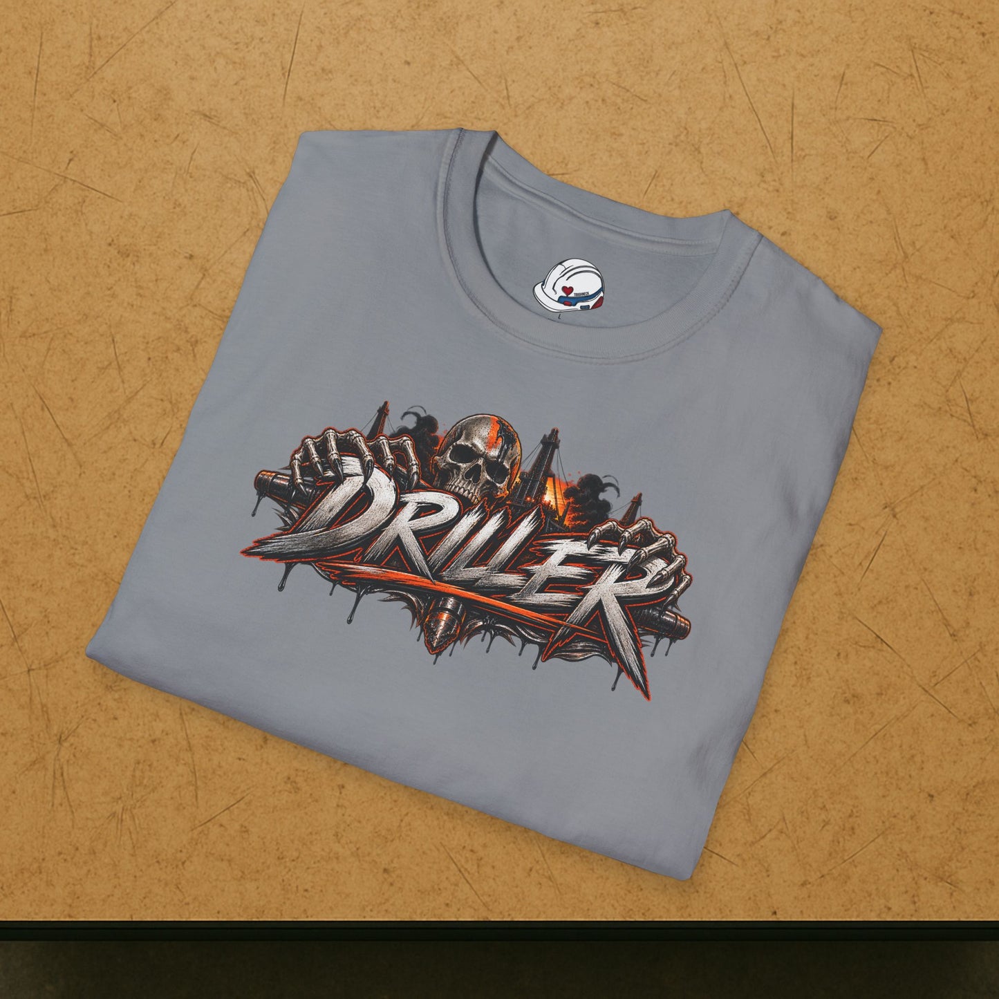 Driller Skull T-Shirt, Derrickhand Oilfield Rig Hand Shirt