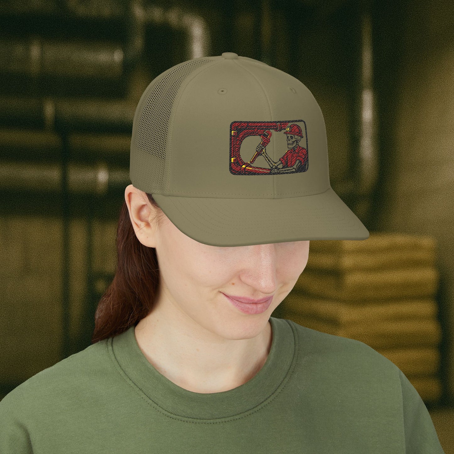 Visual Skeleton Embroidered Pipefitter hat, Pipe fitter cap