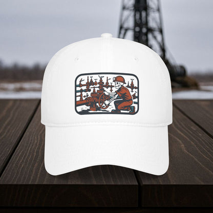 Skeleton Motorhand Flow Iron Hat, Oilfield Pressure Work Cap