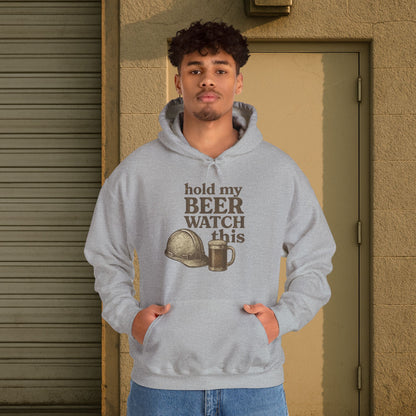 'Hold My Beer, Watch This' Men's Hoodie, Funny Sweater