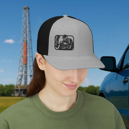 Embroidered Skeleton Derrickhand hat, Derrickhand cap