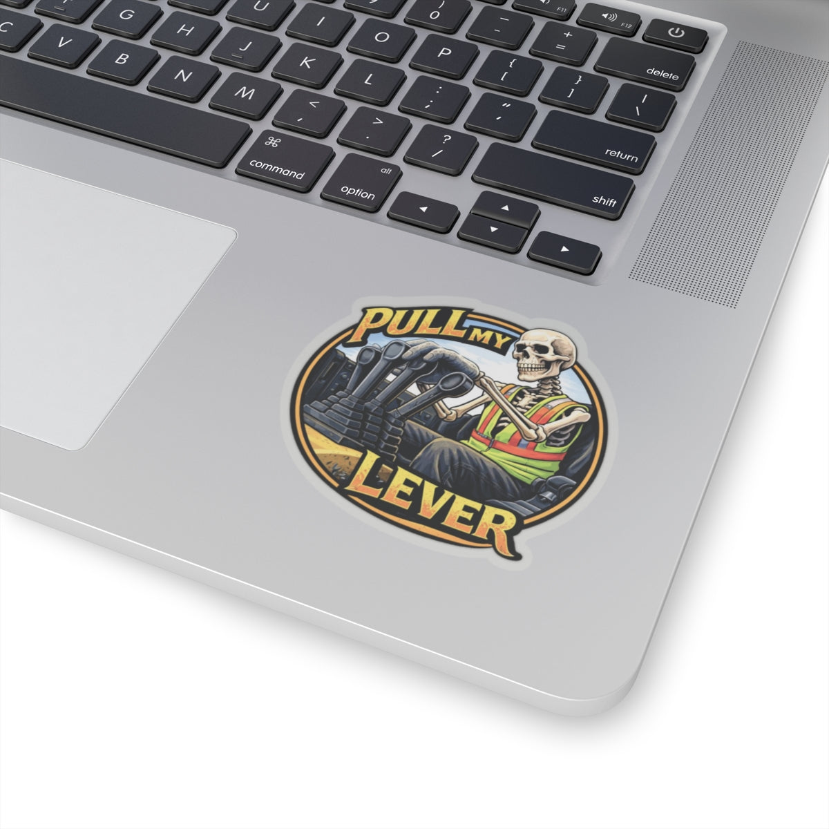 Pull My Lever Skeleton Sticker, Equipment Operator Hardhat Stickers