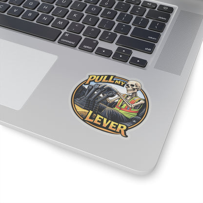 Pull My Lever Skeleton Sticker, Equipment Operator Hardhat Stickers