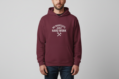 'No Shortcuts, Just Hard Work' Men's Hoodie, Motivational Workout Sweater