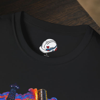 Floorhand Tripping Pipe Oil Rig T-Shirt, Roughneck Chain and Wrench Tee