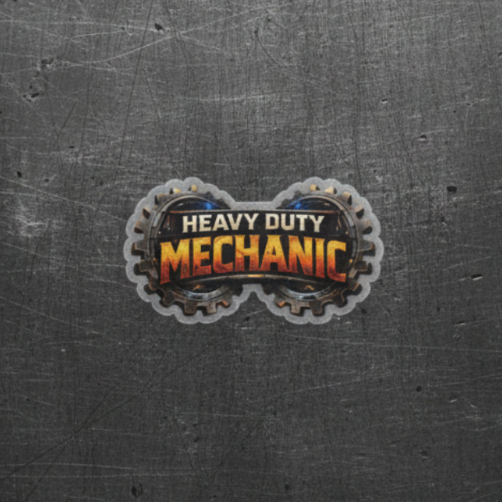 Heavy Duty Mechanic Gear Badge Sticker, Heavy Duty Mechanic Hardhat Stickers