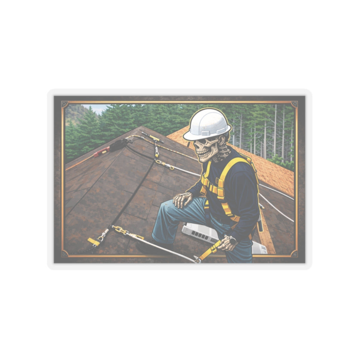 Roofer Skeleton Sticker, Roofing Pride Hardhat Stickers