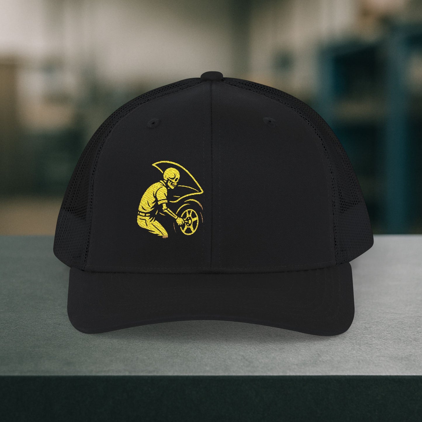 Embroidered Skeleton Auto Technician hat, Automotive Technician cap