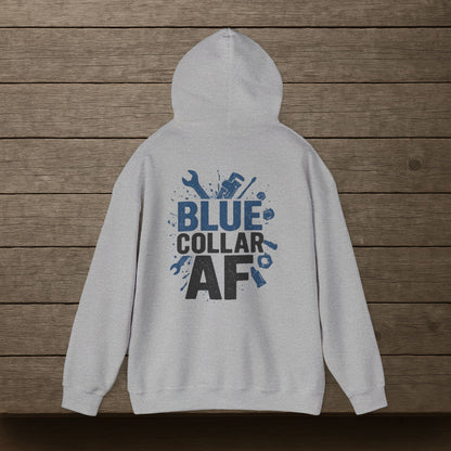'Blue Collar AF' Men's Hoodie, Motivational Sweater