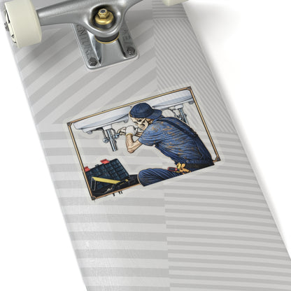 Plumber Skeleton Sticker, Plumber Hardhat Stickers