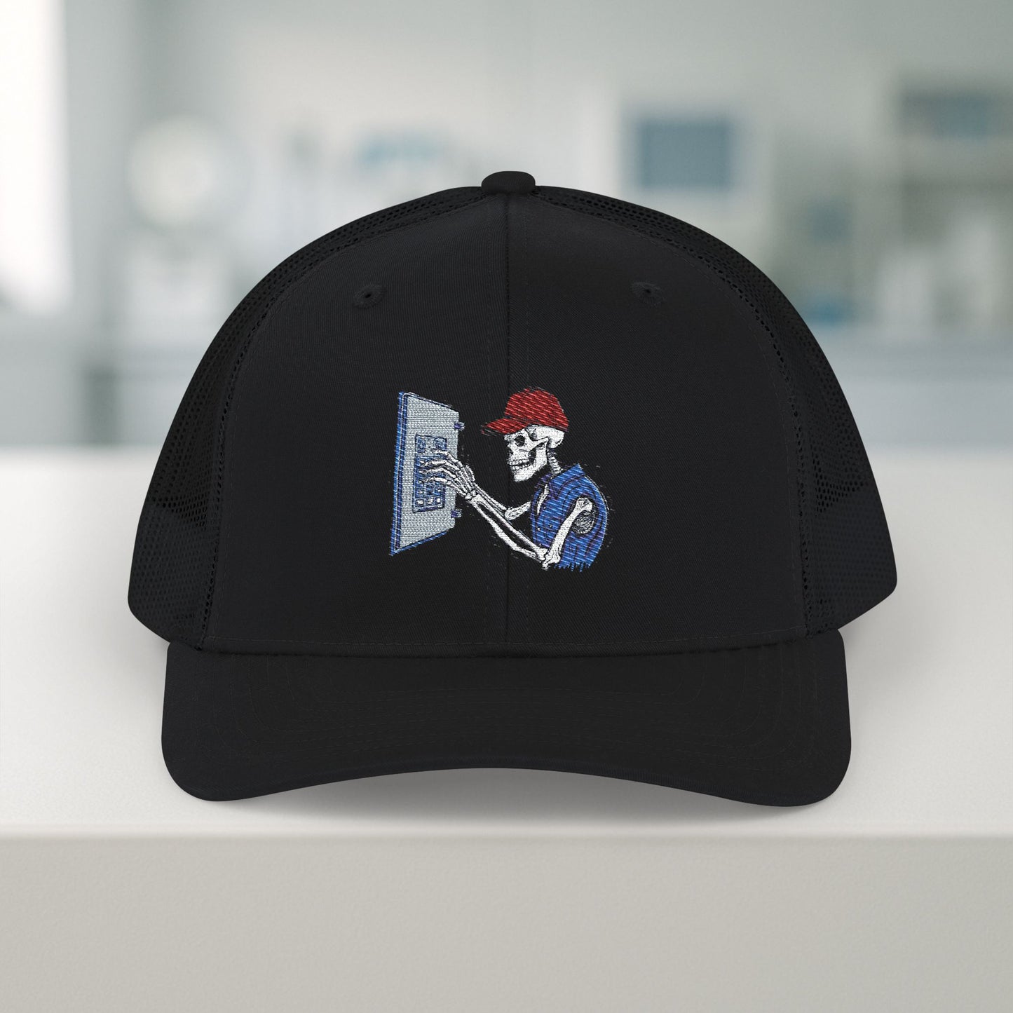 Embroidered Skeleton Electrician Panel Work hat, Electrician cap