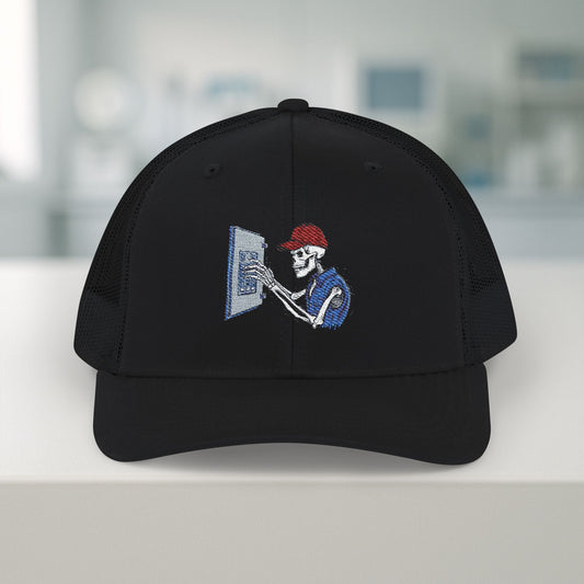 Embroidered Skeleton Electrician Panel Work hat, Electrician cap