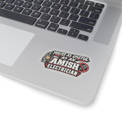 “Useful as an Amish Electrician” Sticker, Funny Hardhat Stickers