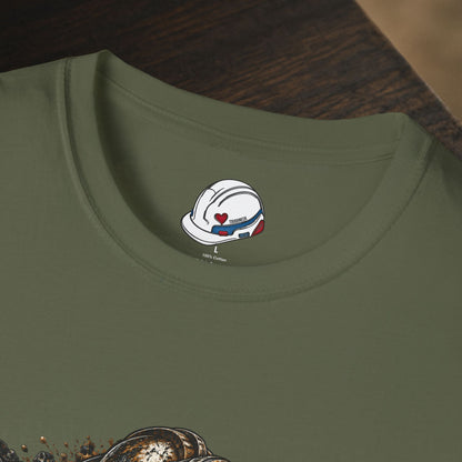 Miner Mechanical Bone Lettering & Headlamp Men's T-Shirt