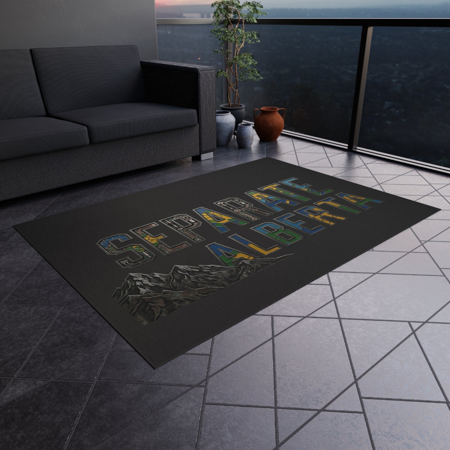 "Separate Alberta" Outdoor Rug, ToughNeck outdoor patio rug