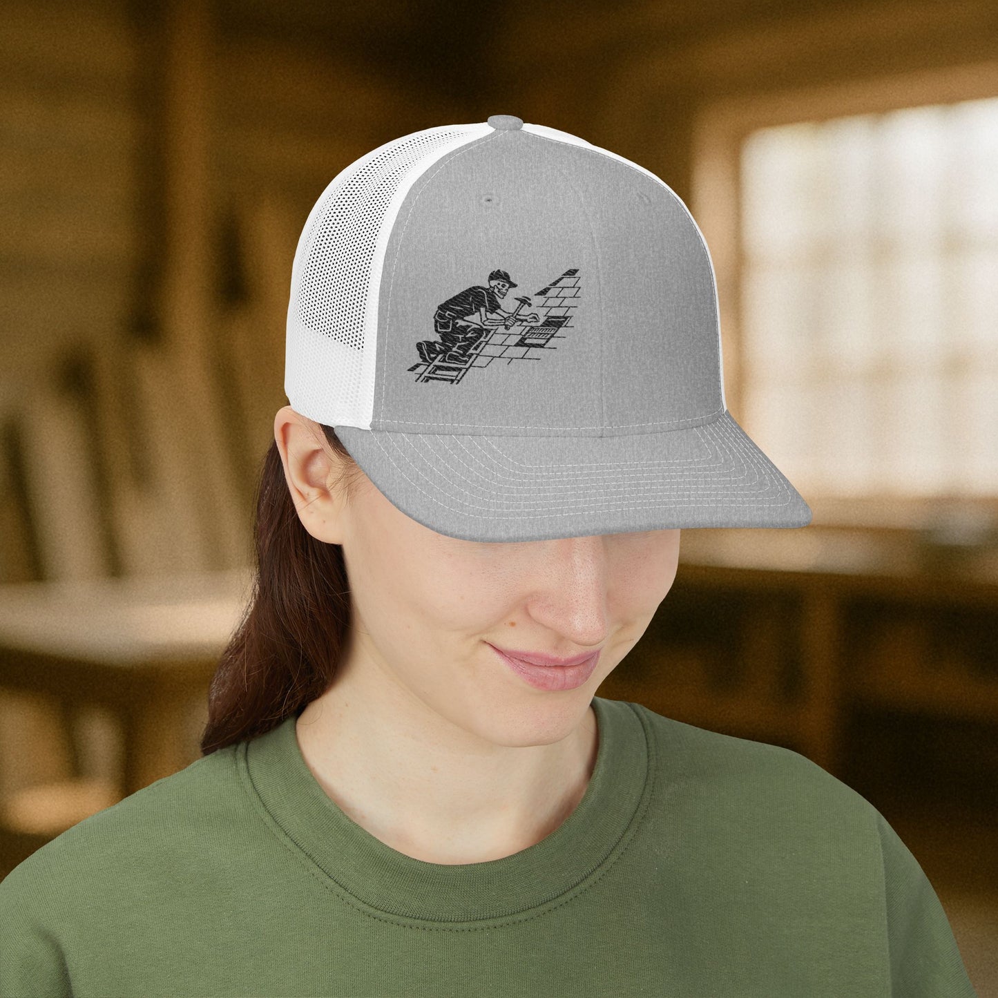 Skeletal Roofer Shingle Work Hat, Roofing Cap