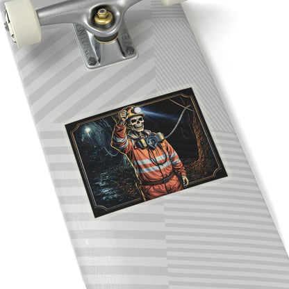 Miner Skeleton Sticker, Mining Hardhat Stickers
