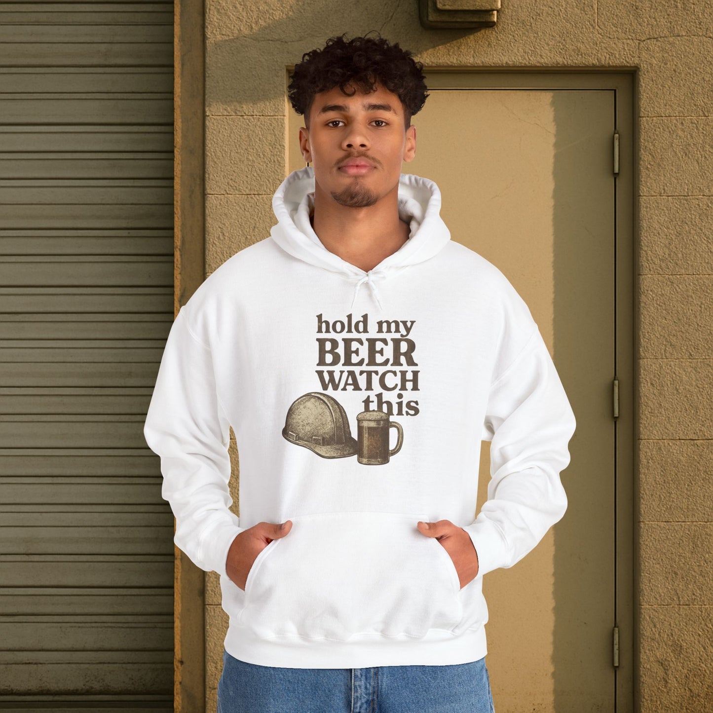 'Hold My Beer, Watch This' Men's Hoodie, Funny Sweater