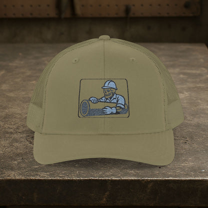 Pipeliner Embroidered Skeleton Pipe hat, Pipe liner cap