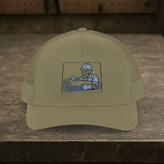 Pipeliner Embroidered Skeleton Pipe hat, Pipe liner cap