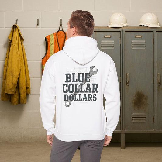 'Blue Collar Dollars' Men's Hoodie, Motivational Sweater