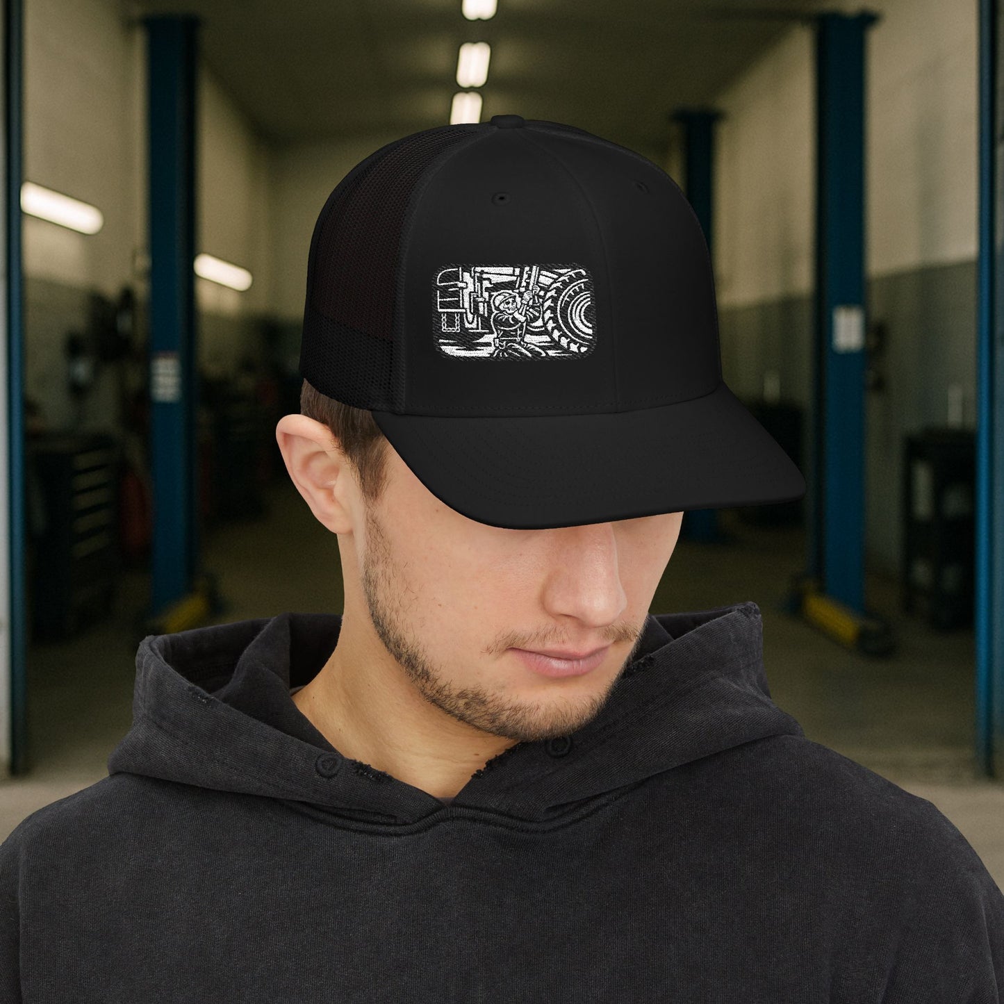 Heavy Duty Mechanic Suspension Skeletal Hat, HDM Embroidered Cap