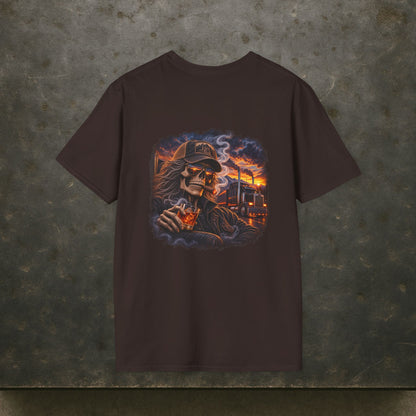 Smoke, Steel & Sunset Trucker T-Shirt, Truck Driver Graphic Tee Shirt