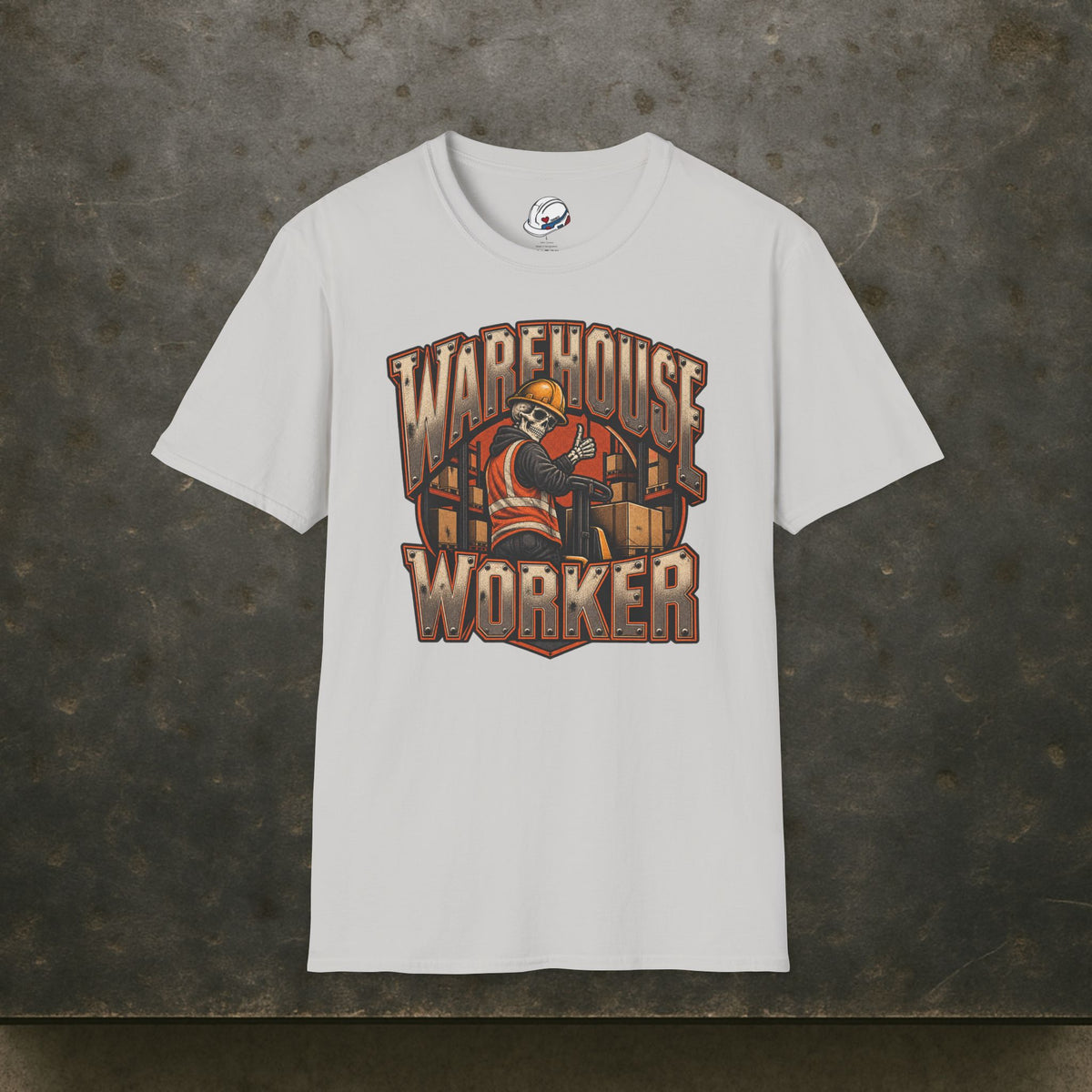 Warehouse Worker Skeleton Thumbs-Up Industrial Mascot T-Shirt
