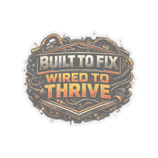 Built to Fix Wired to Thrive Sticker, Heavy Duty Mechanic Hardhat Stickers