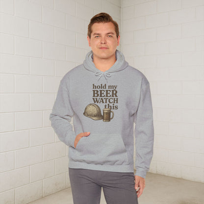 'Hold My Beer, Watch This' Men's Hoodie, Funny Sweater