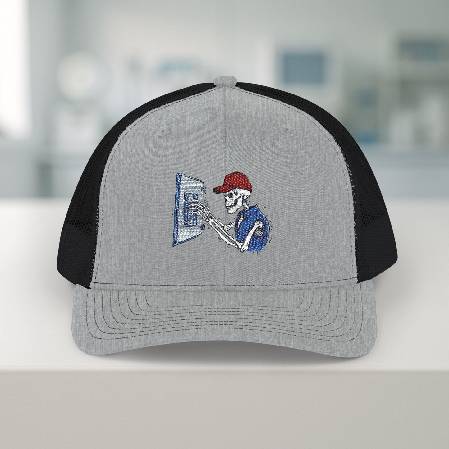 Embroidered Skeleton Electrician Panel Work hat, Electrician cap