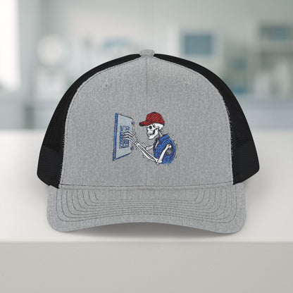 Embroidered Skeleton Electrician Panel Work hat, Electrician cap