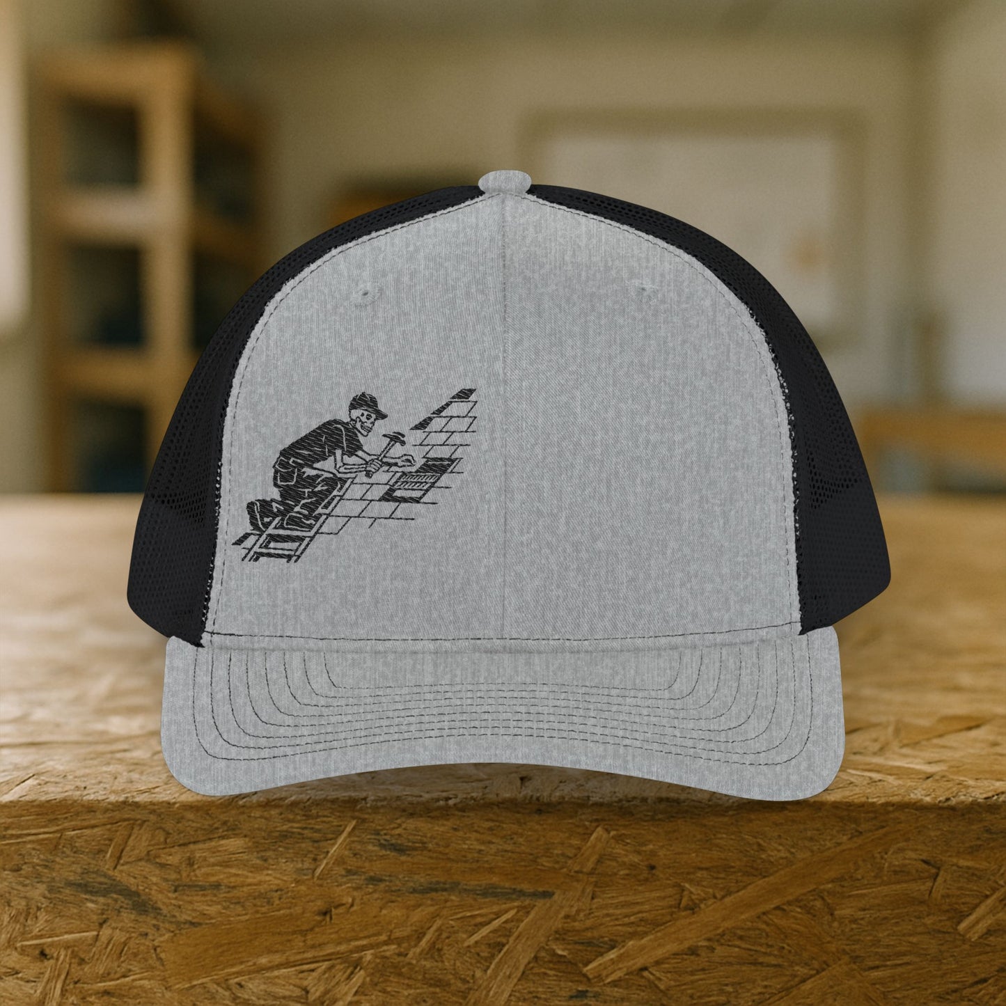 Skeletal Roofer Shingle Work Hat, Roofing Cap