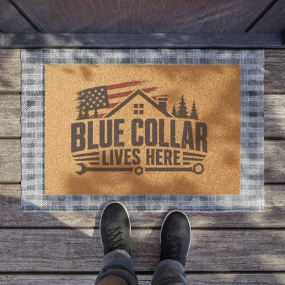 "Blue collar lives here" doormat, Toughneck Funny Trades Door Mat