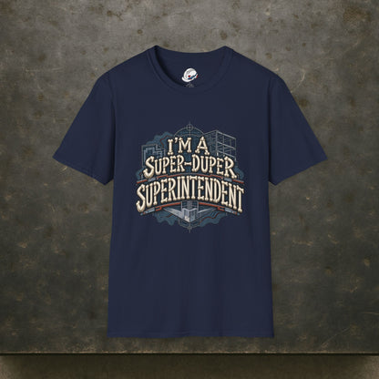 I’m a Super-Duper Superintendent Bone Lettering Blueprint Men’s T-Shirt