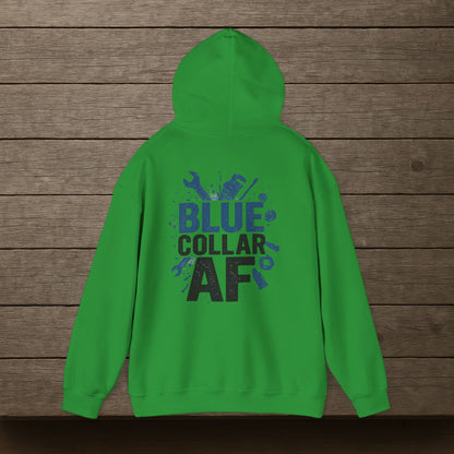 'Blue Collar AF' Men's Hoodie, Motivational Sweater