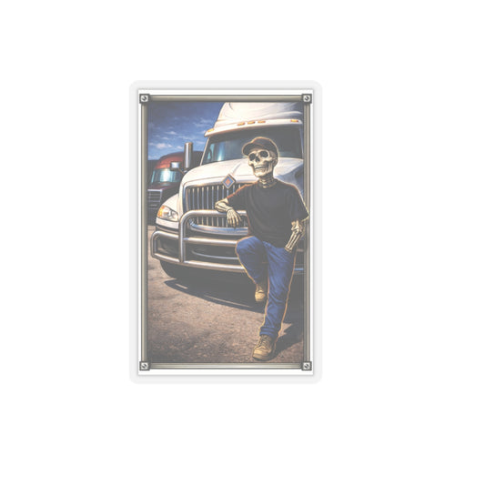 Truck Driver Skeleton Sticker, Trucker Hardhat Stickers
