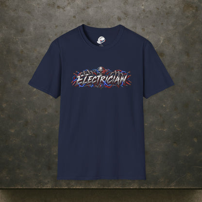 Electrician Skull T-Shirt, Electrical Trades Power Line Work Shirt