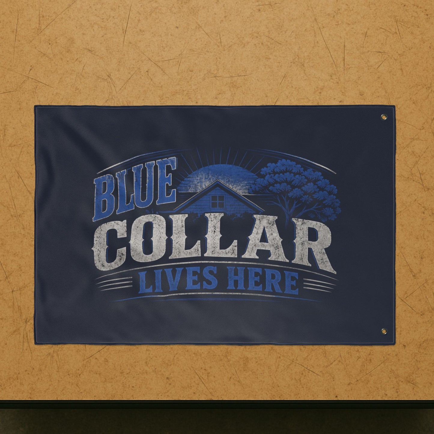 "Blue Collar Lives Here" Double-Sided Flag, Toughneck Trades Pride Banner