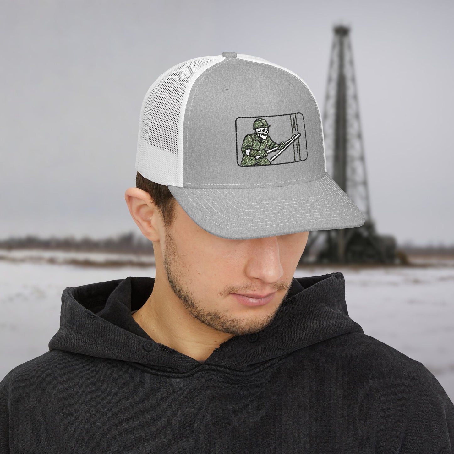Roughneck Tongs Visual Hat, Skeleton Floorhand Embroidered Cap