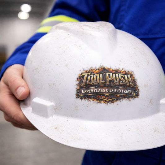 Toolpush Upper Class Oilfield Trash Sticker, Rig Manager Hardhat Stickers