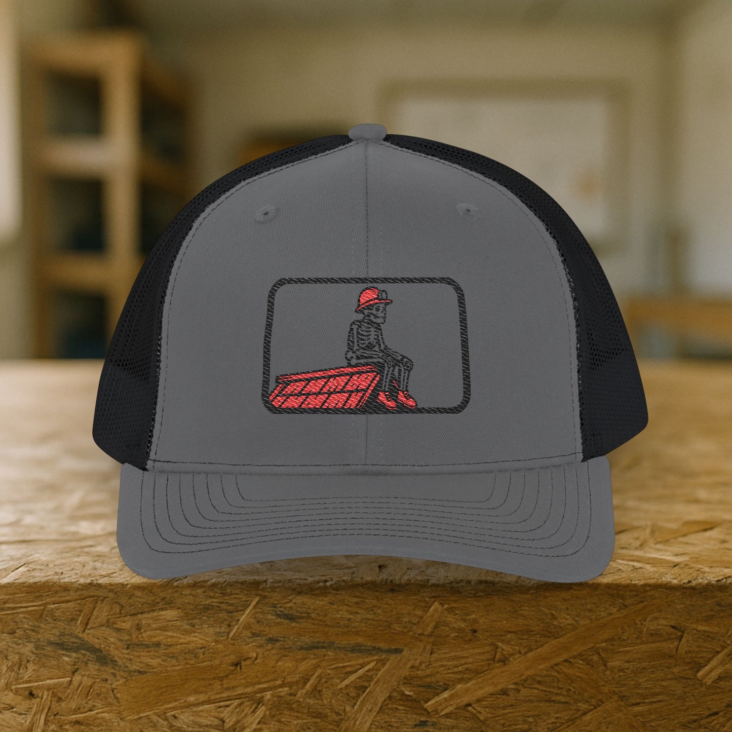 Roofer Break Time Hat, Roofing Skeleton Trade Cap