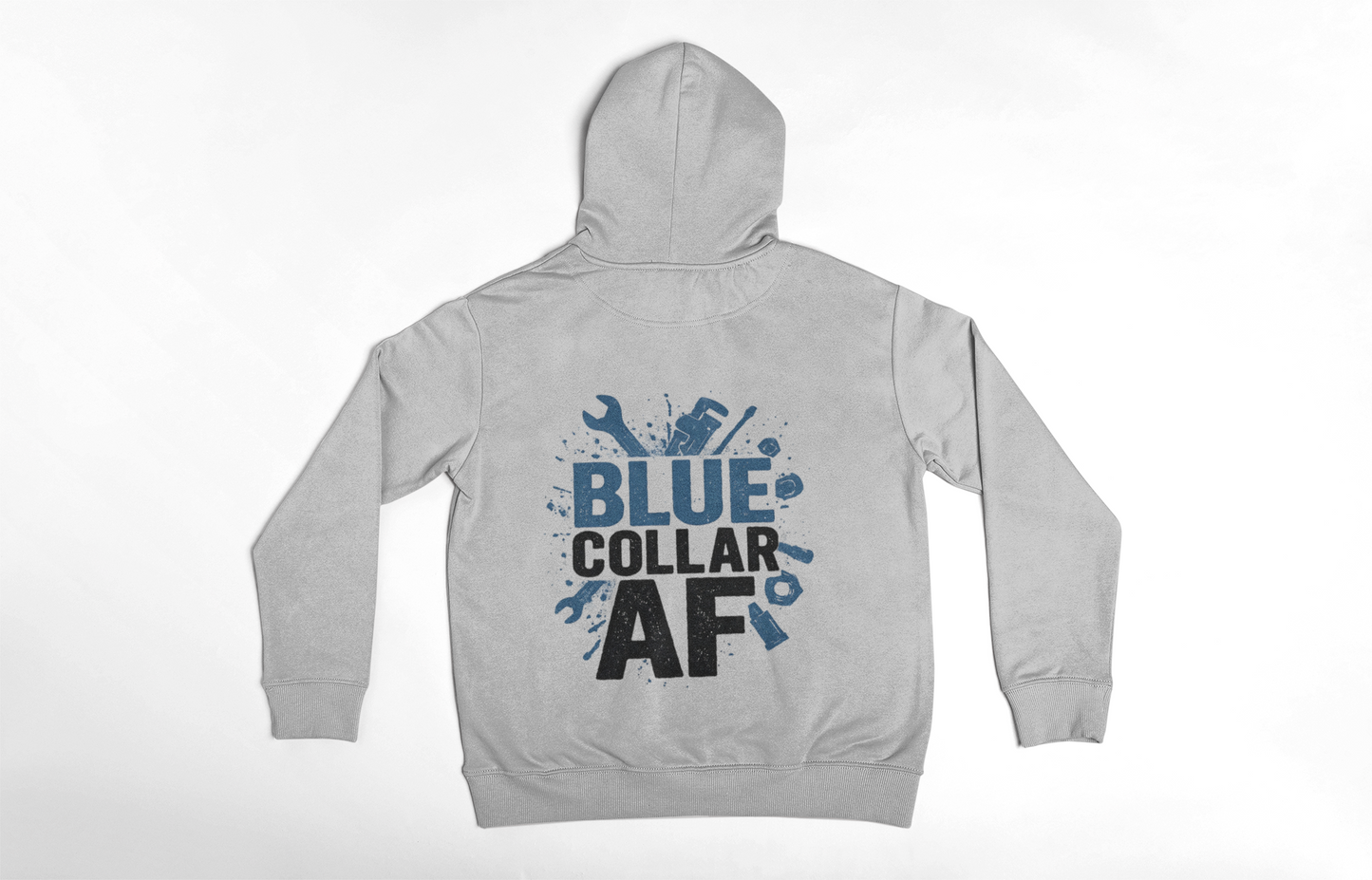 'Blue Collar AF' Men's Hoodie, Motivational Sweater