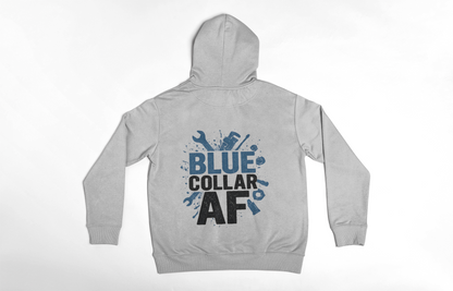 'Blue Collar AF' Men's Hoodie, Motivational Sweater